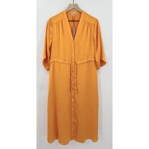 NIC+ZOE Dress Womens Medium Orange Midi Fall Colorful Button Front NEW